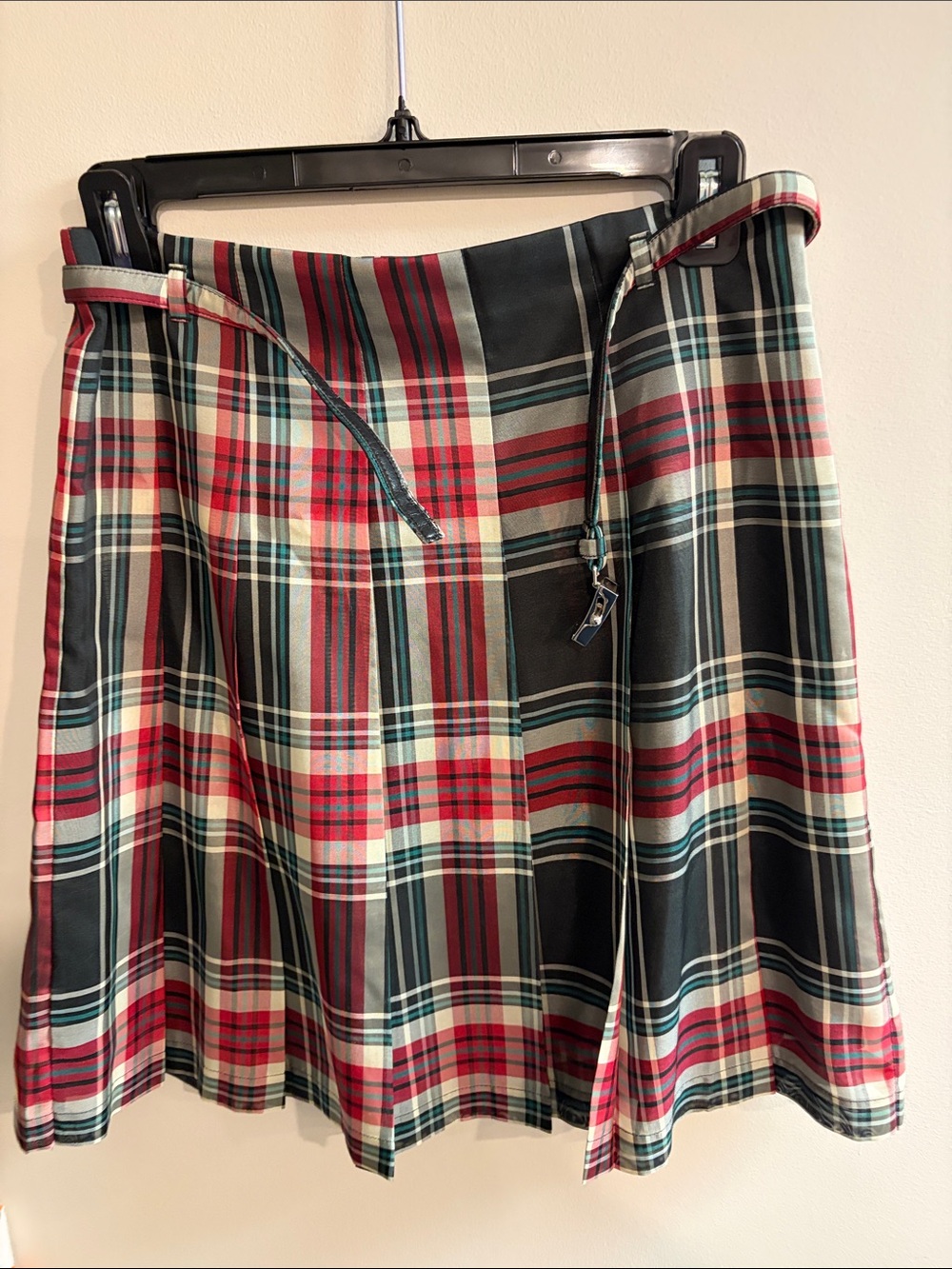 J. Crew Red, Green & Cream Plaid Circle Skater Skirt